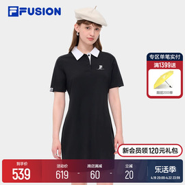 filafusion斐乐潮牌polo连衣裙女2024夏季长裙，收腰连身裙子