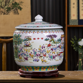 陶瓷20斤30斤装大米桶家用米缸带盖密封防潮虫面粉桶茶饼罐