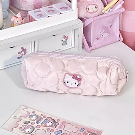 HelloKitty奶乎乎笔袋女学生ins日系甜美可爱少女心大容量铅笔收纳文具袋纯色泡芙文具盒