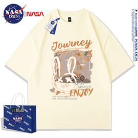 NASA联名夏季美式重磅纯棉短袖T恤男女款潮牌日系甜美舒适五分袖