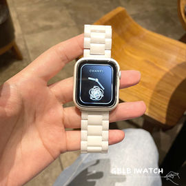 适用苹果手表表带applewatch7陶瓷，三株配钢化膜壳iwatch876se5432