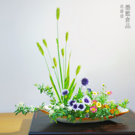 日本进口万古烧船型陶瓷花器 茶室桌面叶子造型插花器皿花盆摆件