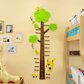 卡通大树身高贴3d立体量身高墙，贴儿童房间卧室墙壁装饰亚克力贴画