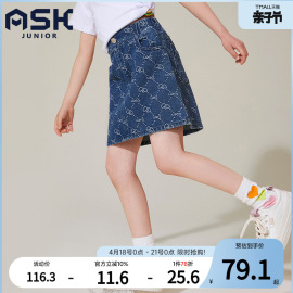 askjunior女童裙子半身裙牛仔，短裙夏季薄款中大童，短裙儿童潮裙子