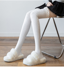 白色过膝袜女秋冬季黑色，长筒袜子日系jk大腿，袜保暖打底袜套堆堆袜