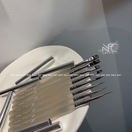 npc定制n系列冰黑美甲笔刷彩绘，拉线笔大方圆头光疗排笔工具套装