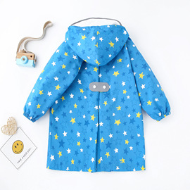 夏天儿童雨衣带书包位带拉链小学生幼儿园男童女童蓝色星星