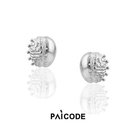 paicode脑花系列脑花宝石，耳钉925银镀18k金耳钉(金耳钉)