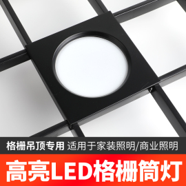 led格栅灯15x15铝网格吊顶双头，10*20黑色葡萄架专用方形筒灯射灯