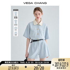 VEGA CHANG工装连体短裤女夏小个子显瘦法式连衣裙高级感连身衣裤