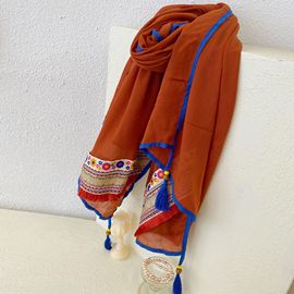 民族风披肩围巾两用海边防晒沙滩丝巾气质超大女沙漠旅游手工刺绣