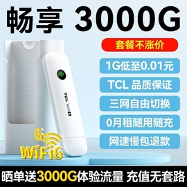 tcl随身wifi移动无线wifi网络热点wilf纯流量上网卡4g无线网卡车载2024免插卡宽带路由器充电套餐高速