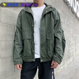 阿迪达斯ADIDAS 刺绣LOGO 男子经典百搭工装连帽夹克外套 HM8017