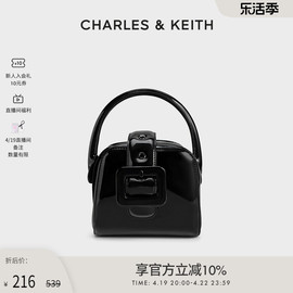 charles&keith手提包ck2-50160110明星，同款时尚漆皮灯笼，包女包(包女包)