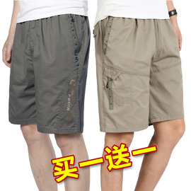 夏季中老年人男士短裤外穿五分裤纯棉爸爸沙滩裤中年中裤宽松大码
