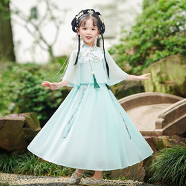 汉服女童夏款短袖中国风，雪纺儿童古装超仙连衣裙，小女孩唐装古风潮