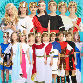 cosplay万圣节儿童男童古罗马武士，骑士衣服女孩希腊公主王子服装