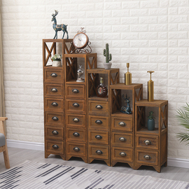 美式复古床头柜实木小柜子创意，卧室窄柜欧式30cm迷你床边柜收纳柜