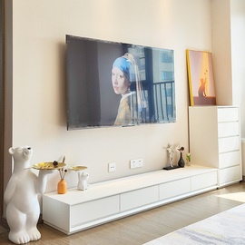 简约现代电视柜实木极简意式茶几，组合客厅客厅柜小户型网红白斗柜