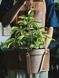 寻得适物所  悠悠 欧式极简垂吊悬挂植鞣革牛皮花盆吊篮