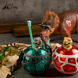 中华恐龙园恐龙发光水杯，儿童吸管杯卡通恐龙蛋水杯，儿童礼物500ml