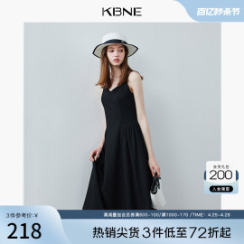 kbne连衣裙女吊带裙黑色连身，裙2024夏季茶歇法式小个子小黑裙