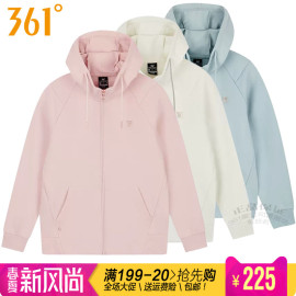 361度女装运动服外套，卫衣开襟连帽长袖上衣2024春季跑步4009a