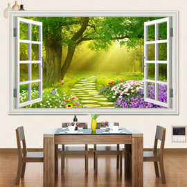 自粘壁纸墙画3d立体假窗户风景壁画贴纸房间客厅装饰画背景墙贴画