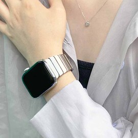 适用iwatch8/7苹果手表applewatch6表带Ultra金属不锈钢链高级男女series 6/SE/5/4/3/2/1钢带45/44mm替换带