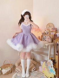 七月糖洋服社原创设计lolita彩虹冰沙蓬蓬裙小众设计连衣裙定金
