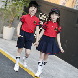 小学生校服夏季儿童班服运动套装，幼儿园园服夏装，英伦风短袖毕业服