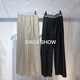 欧洲站 LOVE GAGASHOW 时尚休闲字母镶钻松紧腰阔腿裤中高腰长裤