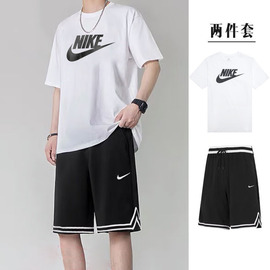 nike耐克套装男2024夏季休闲跑步健身男士圆领短袖短裤两件套