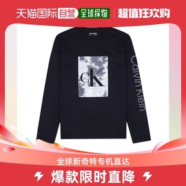 香港直邮Calvin Klein凯文克莱男士T恤黑色长袖图案印花运动百搭