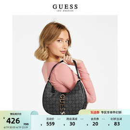 GUESS24年春女士纯色简约单肩气质满花纹logo饺子包-SG894769