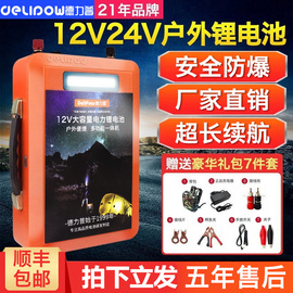 德力普锂电池12v大容量户外氙气灯磷酸铁锂功率一体机24伏蓄电瓶