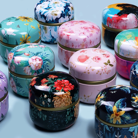日式迷你小号茶叶罐随身密封便携式红茶铁罐，花茶包装罐铁盒