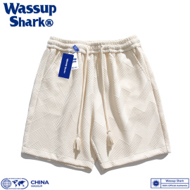 wassupshark日系短裤，男夏季潮牌宽松休闲五分裤纯色篮球运动裤女