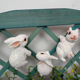 超可爱动物兔子爬缸装饰摆件吊篮装饰品挂件趣味花园园艺杂货庭院