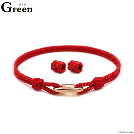 （玫瑰金扣）可穿3D硬金饰品转运珠手工编织红绳DIY串珠手绳