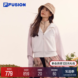 FILA FUSION斐乐潮牌短款连帽外套女装2024春季时尚宽松夹克