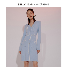 SELLYNEAR孕妇装高级感连衣裙春秋时尚法式小香风外出哺乳裙