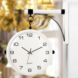 双面挂钟现代简约轻奢客厅，挂表家用欧式静音，时钟创意个性时尚钟表