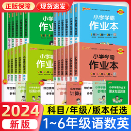 2024春小学学霸作业本一二三四五六年级下册上语文数学，英语人教北师大苏教外研青岛版同步训练习册题道法科学教科pass绿卡一课一练