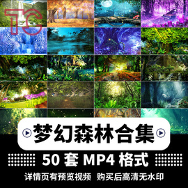 梦幻森林动态高清led大屏幕唯美意境背景动态视频素材制作mp4格式