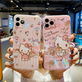 卡通hellokitty凯蒂猫可爱适用iphone14手机壳，xs苹果13promax软壳1211pm水钻滴胶外壳15pro保护套可爱猫咪熊