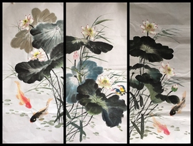 水墨手绘荷花国画花鸟客厅装饰写意画 字画单幅四尺无款画心E16