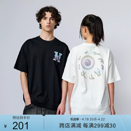 mishkanyc大眼球美式潮牌品牌夏季短袖，t恤男女士圆领宽松显瘦纯棉