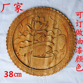 东阳木雕挂件壁饰，画香樟实木，雕刻工艺品沙发电视背景墙壁挂38cm