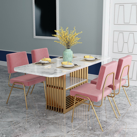 小户型组合吃饭桌子大理石餐桌，长方形北欧ins家用餐桌椅现代简约